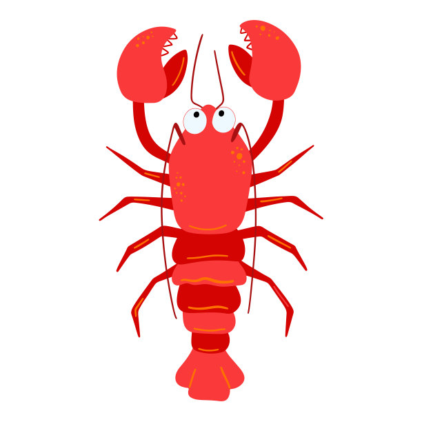白色背景的海螯虾插图。矢量插图卡通平面风格图片下载