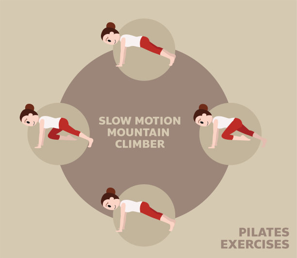 普拉提动作练习慢动作登山可爱卡通矢量插图图片下载