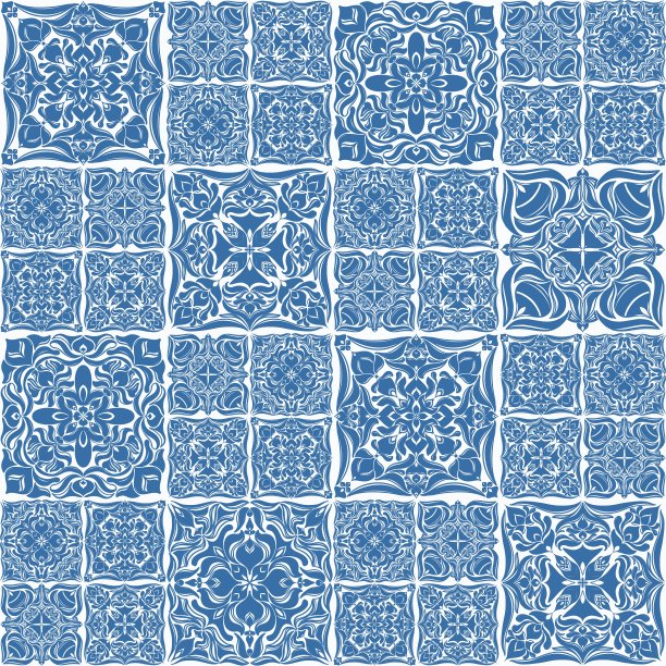 无缝装饰装饰图案对称蓝色瓷砖瓷砖图案图片下载