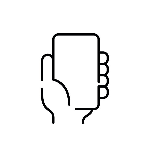 手里拿着一个智能手机模型。像素完美，可编辑的笔画线图标图片下载