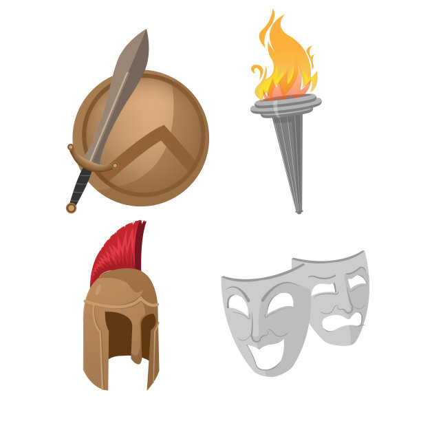 希腊传统对象隔离集向量图片下载