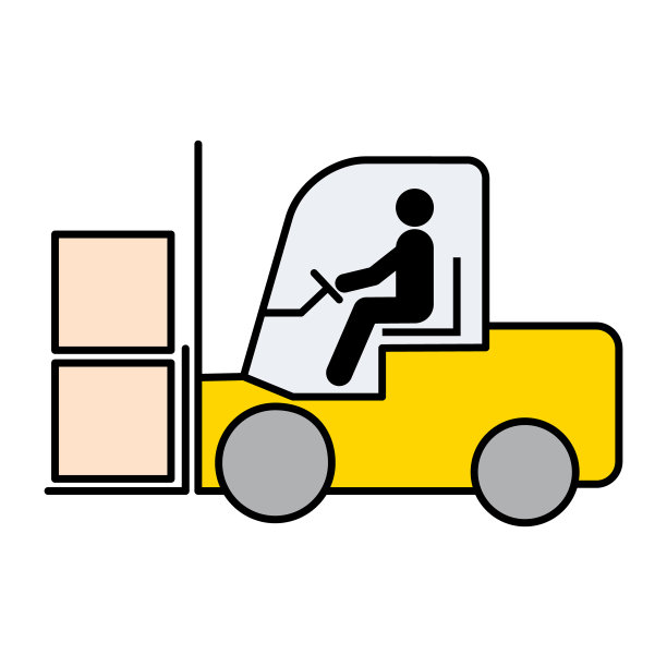 叉车运输图标，工业车辆机械符号，叉车仓库矢量插图图片下载