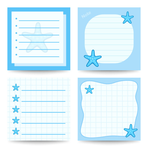 一套方形记事本与海星图片下载
