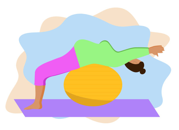 健康快乐的怀孕。孕妇健身球图片下载