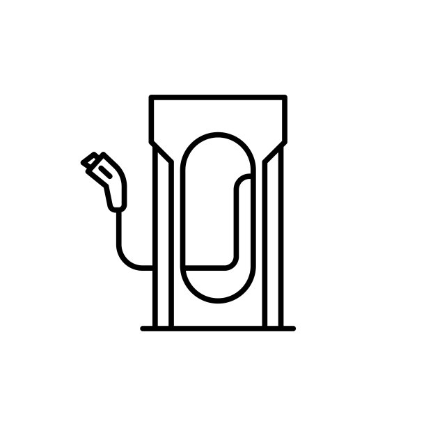 插电式电动汽车充电线路图标，充电站标志。图片下载