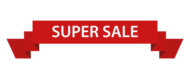 超级销售-矢量设计元素-红色的复古丝带横幅标签在白色背景图片下载
