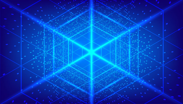 抽象蓝色六边形图案背景为高科技交流概念。矢量图图片下载