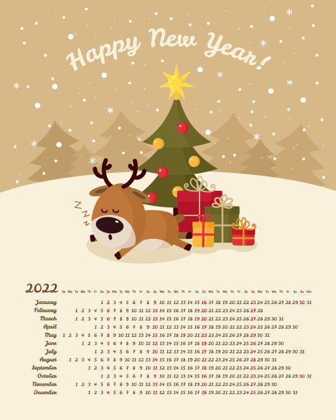 日历2022年年周从周日开始图片下载