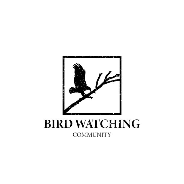 小鸟栖息在树枝上的标志图片下载