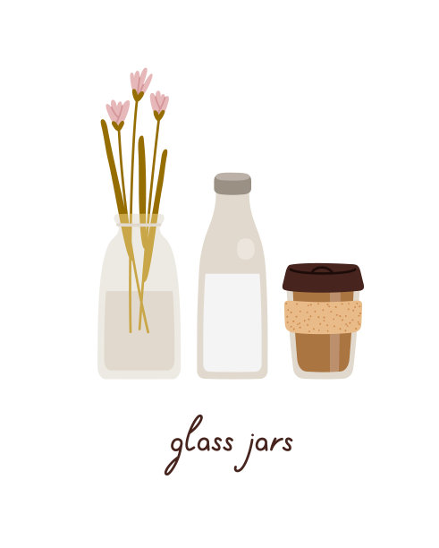 一套零废物可重复使用的玻璃罐。图片下载