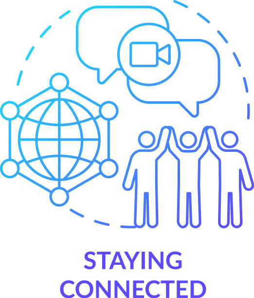 保持连接蓝色渐变概念图标图片下载