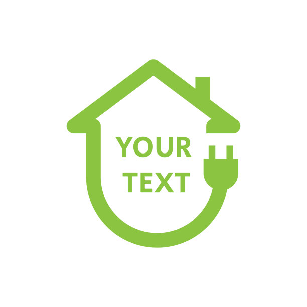 绿色房子与插头和电缆图标图片下载