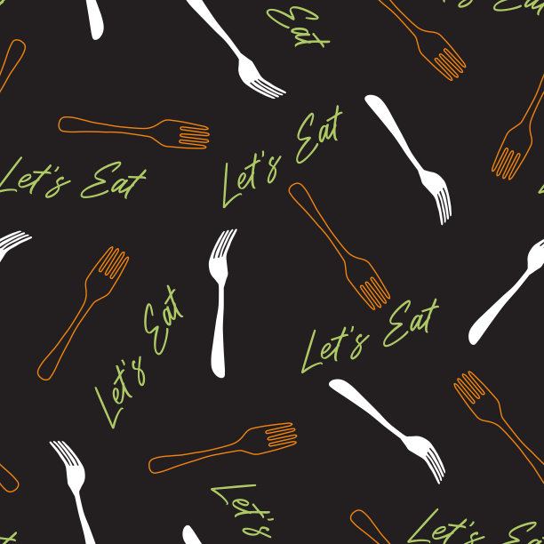 无缝图案与叉子餐具图形图片下载
