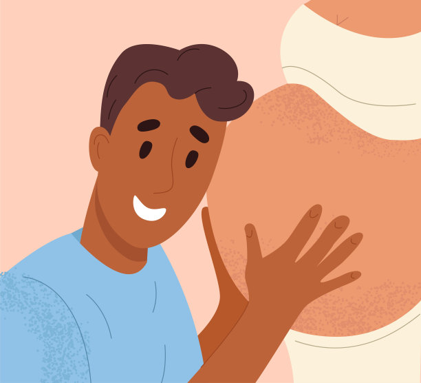 男人拥抱孕妇的肚子图片下载