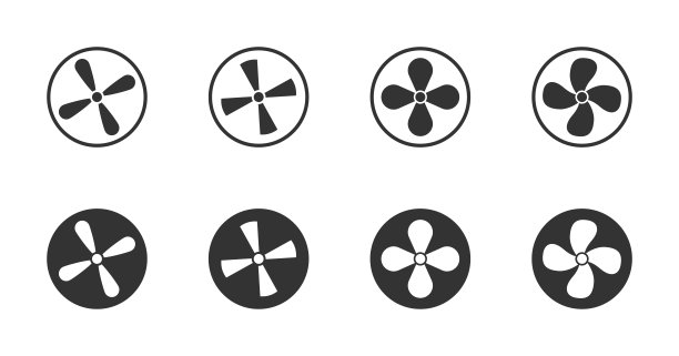风扇图标集合。简约的平面设计。矢量插图。图片下载