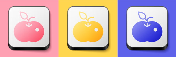 粉色上孤立的等距毒苹果图标图片下载