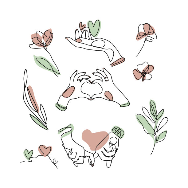 一行用手和心的抽象图片下载