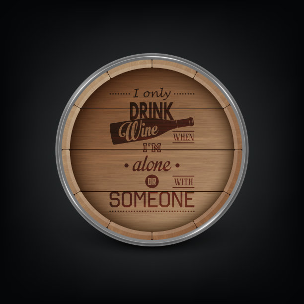Vector 3d逼真的木桶盖储存酒精饮料印刷报价关于葡萄酒。棕色啤酒，葡萄酒木桶。高详细的木材矢量桶的葡萄酒图片下载