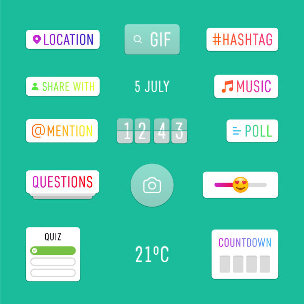 社交媒体界面贴纸图片下载