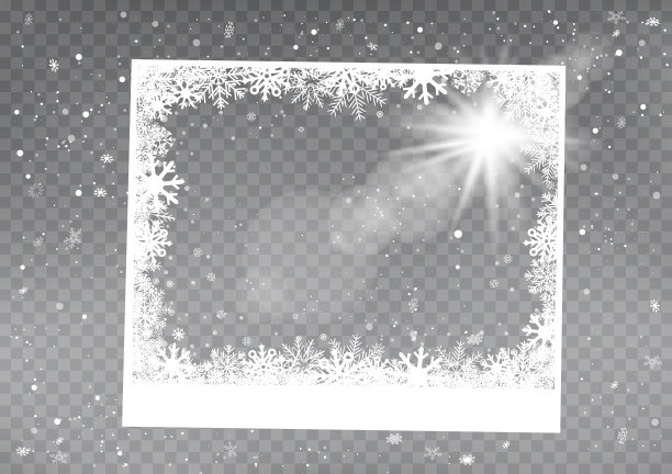 圣诞节矩形照片雪框模板图片下载