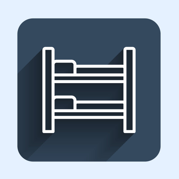 白线双层床图标孤立与长阴影图片下载