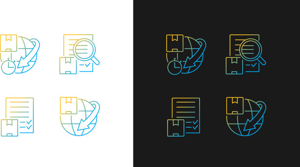 国际快递服务梯度图标集图片下载