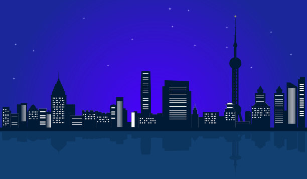 夜晚星空下的城市景观图片下载