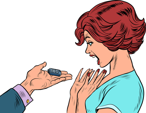 一个快乐的女孩把车钥匙给了一个女人图片下载