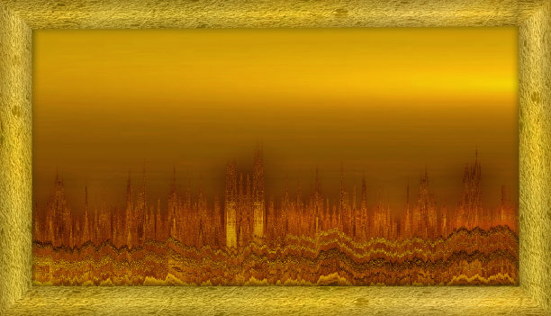 金色的阴影全景与日落和金色的框架。图片下载