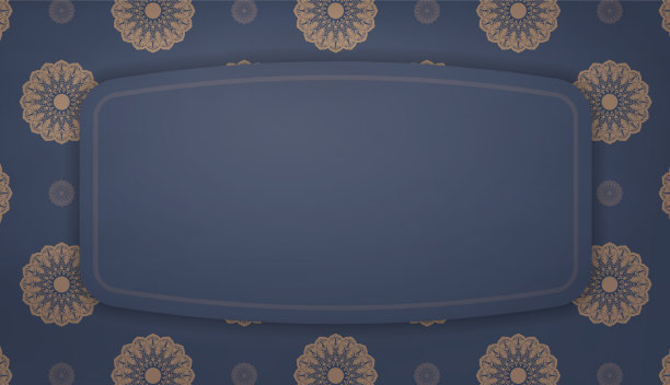 蓝色横幅，配上印度棕色装饰图片下载