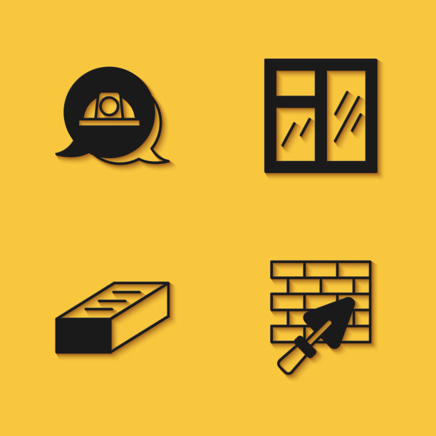 用镘刀将安全帽砌筑在砖墙上图片下载