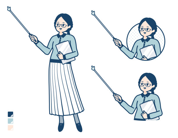 一名戴眼镜的年轻女子用木棍指点图片图片下载