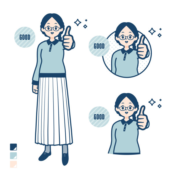 一名年轻女子戴着一副竖起大拇指的眼镜。图片下载