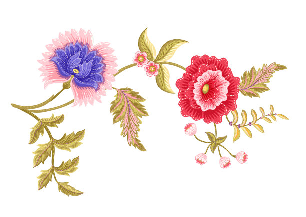 梦幻花朵在复古复古的雅各宾图片下载