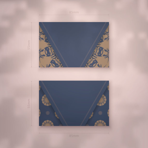 名片在蓝色与复古棕色图片下载