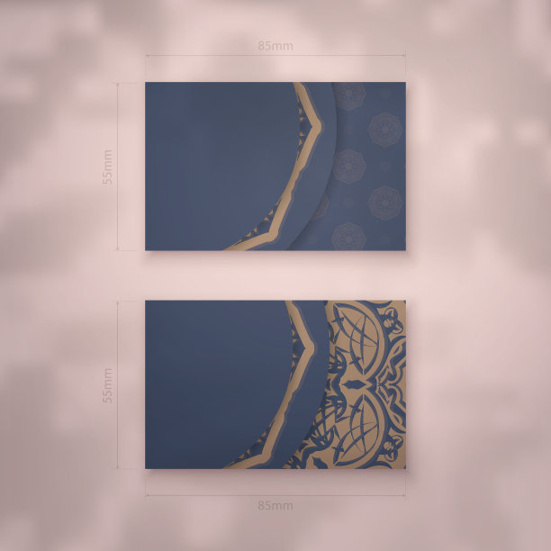 名片在蓝色与复古棕色图片下载