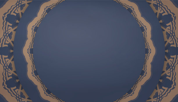 蓝色的旗带印度棕色图案图片下载