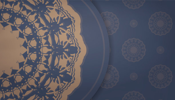 蓝色的旗带豪华的棕色图案图片下载