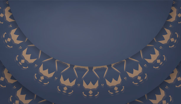 蓝色横幅模板与豪华的棕色图案图片下载