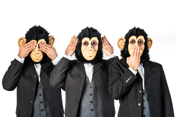 猴子做看、听、闭的手势图片下载