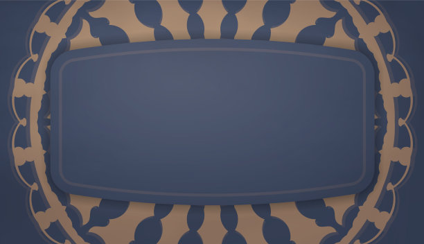 蓝色的旗帜与棕色的曼荼罗装饰和地方图片下载