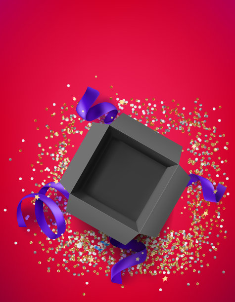 打开空盒子，用紫罗兰色丝带问候图片下载