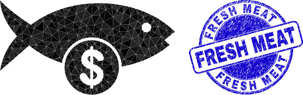 垃圾鲜肉圆徽章和鱼的价格图片下载