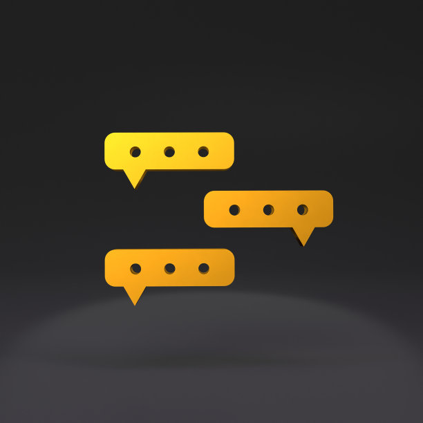 聊天窗口的黄金图标。3d渲染插图图片下载