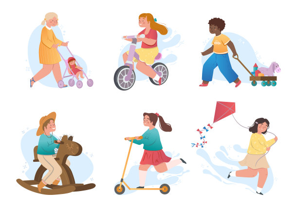 孩子们玩他们最喜欢的玩具概念图片下载