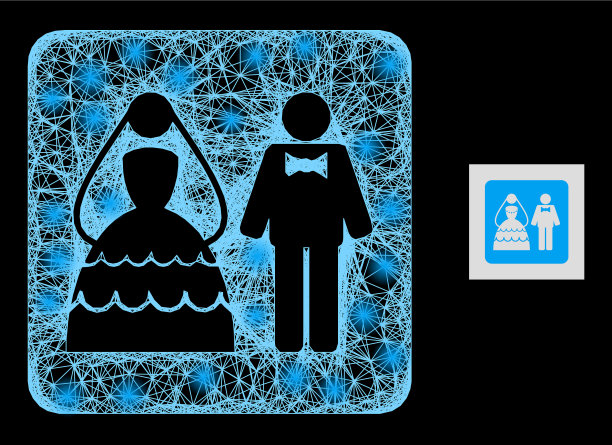 闪光孵化网婚礼夫妇与眩光斑点图片下载