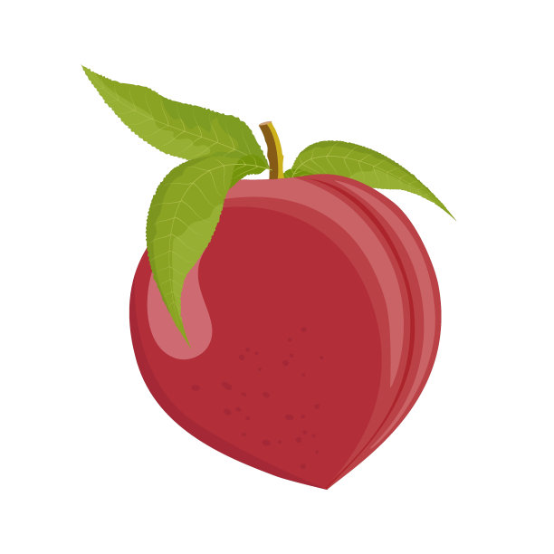 粉红色的桃叶，平面风格矢量插图孤立在白色背景图片下载