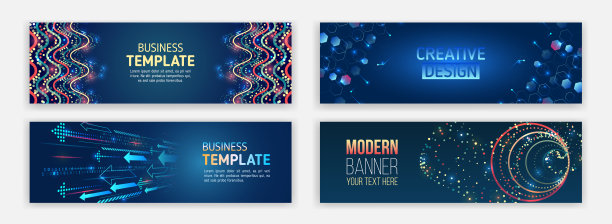 科技理念。高科技风格的现代旗帜。集网页横幅模板，信息保护，大数据。图片下载