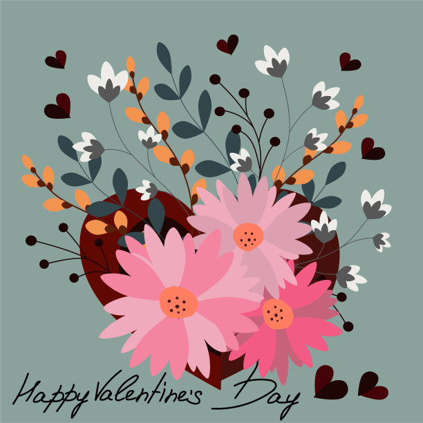 贺卡。情人节。束鲜花。图片下载