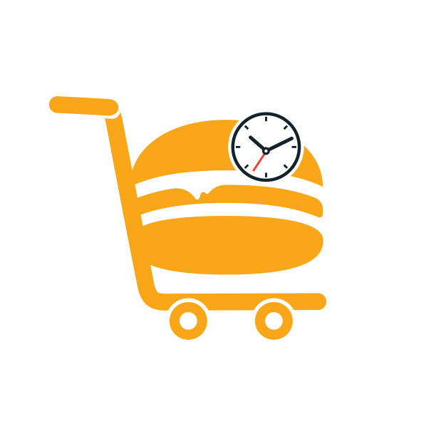 外卖矢量logo设计。准时送餐的标志理念。图片下载